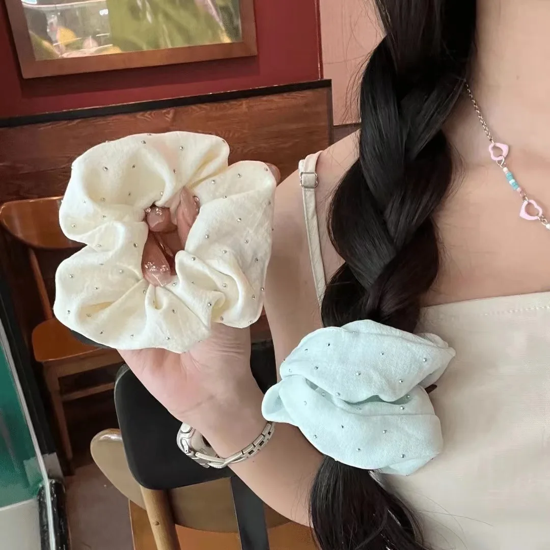 2024 New Mint Green Full Star Large Colon Scrunchie Women's Large Hair Accessories High-Grade Gentle Head Rope Scrunchie