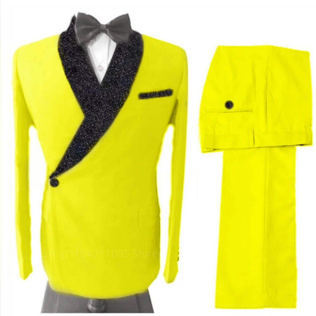 

Элегантные мужские костюмы класса люкс с шалевым воротником, приталенный пиджак, мужская одежда для свадьбы, высококачественный комплект из 2 предметов: пиджак и брюки для вечеринок