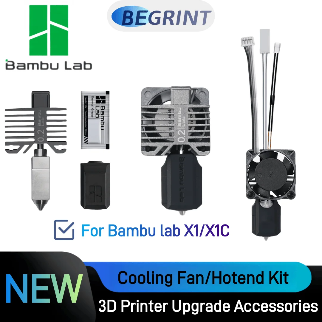 Bambu Lab Original X1/X1C Nozzle Hotend 0.2mm 0.4mm Stainless Kit assembly Hot End Dissipate heat Fan Kit For 3D Printer Parts