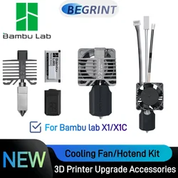 Оригинальная насадка Bambu Lab X1/X1C Hotend 0,2 мм 0,4 мм, комплект из нержавеющей стали в сборе, комплект вентилятора с рассеиванием горячего конца для деталей 3D-принтера