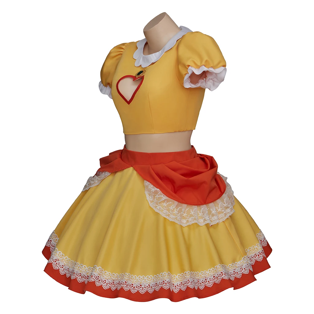 Daisy Cosplay Game Costume Women Sexy Cute Orange Crop Top Skirts Suit Halloween Carnival Party Comic Con Princess Lolita Dress view 3