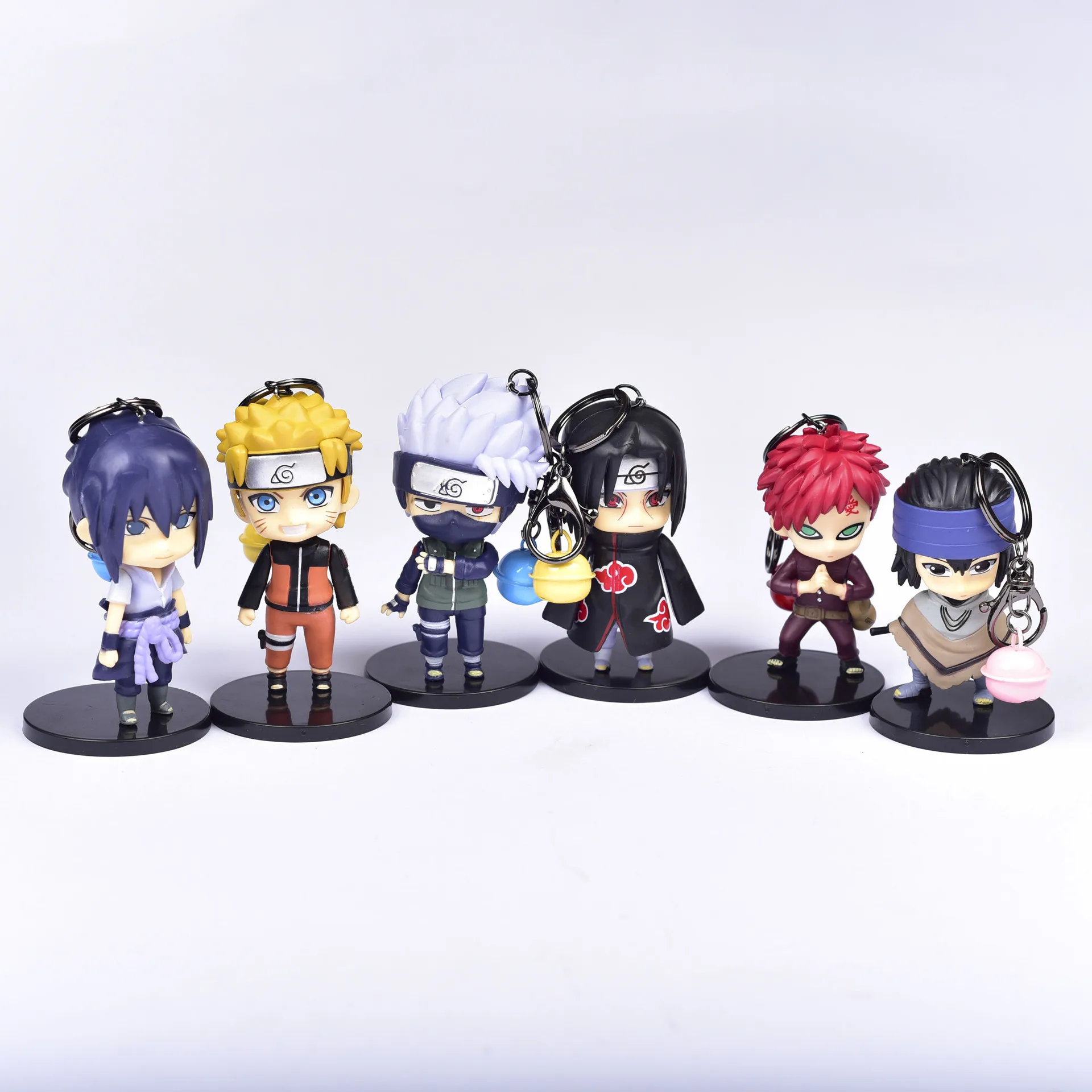 

6Pcs/Set Anime Naruto Action Figures Keychains Cartoon Itachi Sasuke Jiraiya Keyring Doll Bag Pendant for Backpack Kids Toy Gift