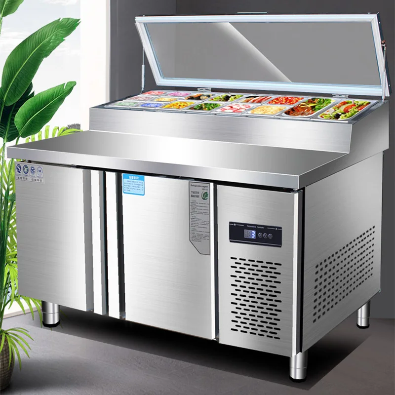 Commercial Air-Cooled Multifunctional Display Counter; Salad Bar, Pizza Station, and Topping Station(Customized)