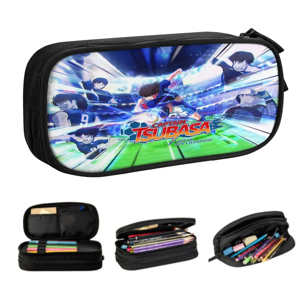 Personalizowany Captain Tsubasa Kawaii piórnik chłopięcy Gilrs duża pojemność Anime Boy Football Motion piórnik szkoły dla uczniów