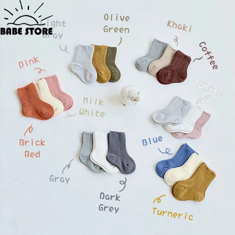 1pcs Baby Socks Autumn New Bule Leg-Socks Solid Color Men and Women Baby Medium Tube Cotton Socks Kids-Socks