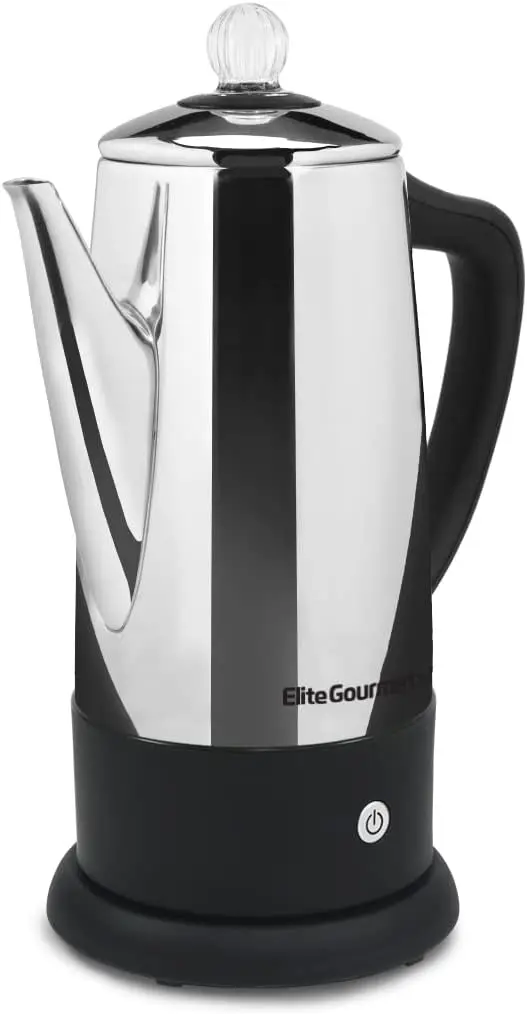 

12-Cup Electric Coffee Percolator with Keep Warm, Clear Brew Knob, Cool-Touch Handle, Cordless Serve, Stainless Steel