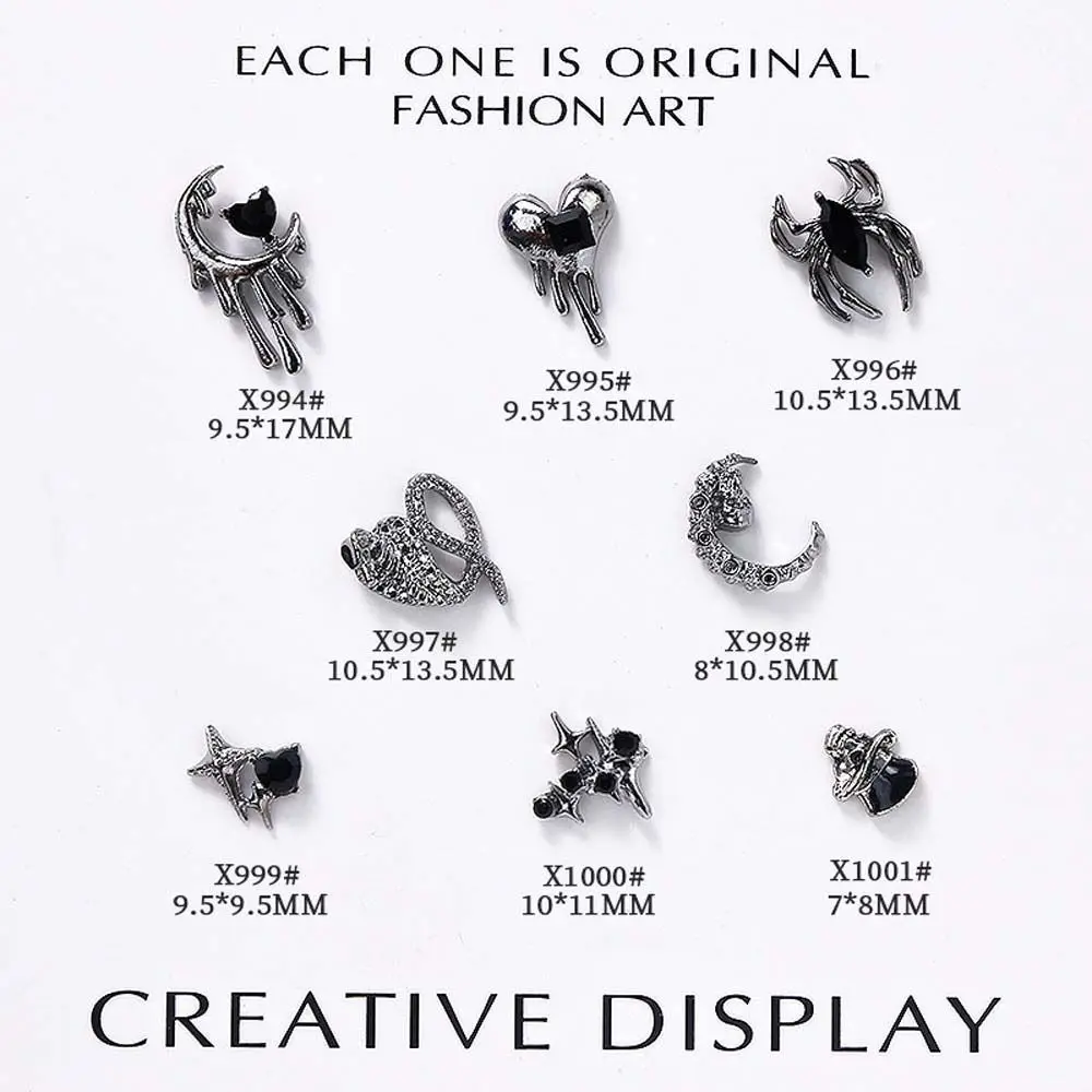 5 unids/set Material de manicura decoraciones de uñas de corazón de Halloween suministros de uñas adornos de uñas DIY accesorios de uñas de estrella de Halloween