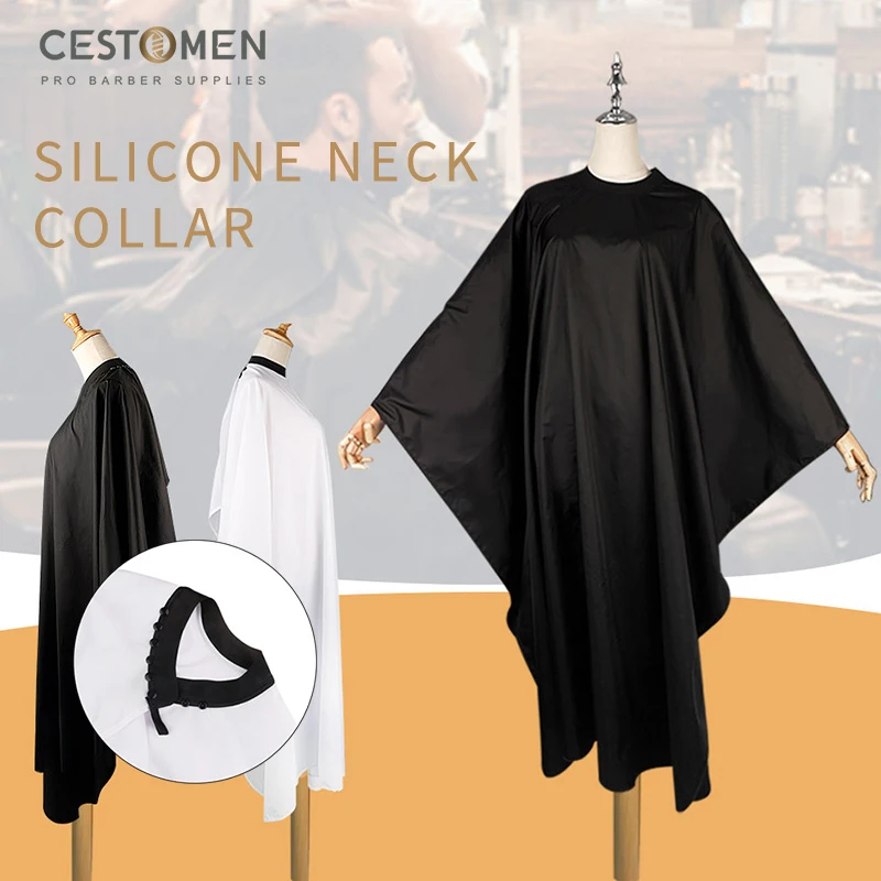 High Quality Silicone Neck Cape Polyester Salon Barber Hair Cut Wrap With Snap Button Neck Closure Waterproof Hairdressing Cape