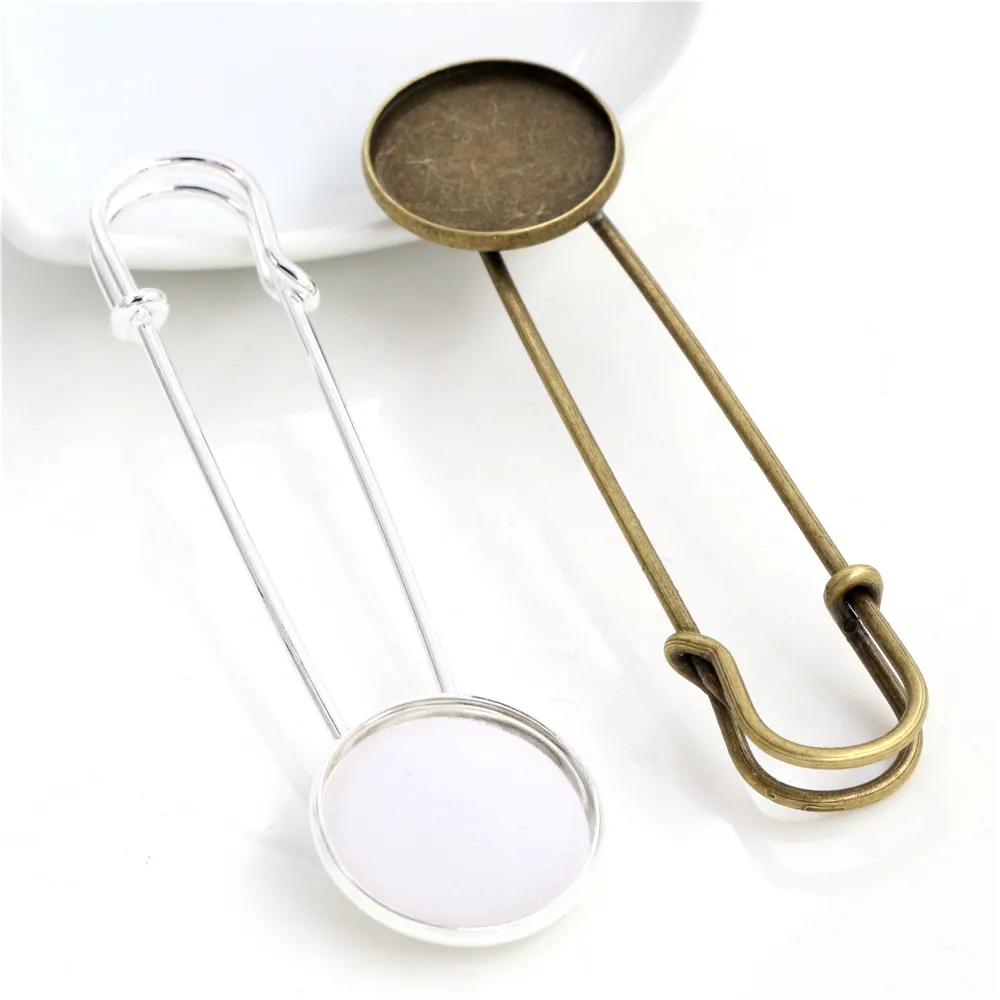 5pcs 18mm 20mm 25mm Inner Size Bright Silver/Gold Plated Bronze Brooch Pin Simple Style Cabochon Base Setting Pendant