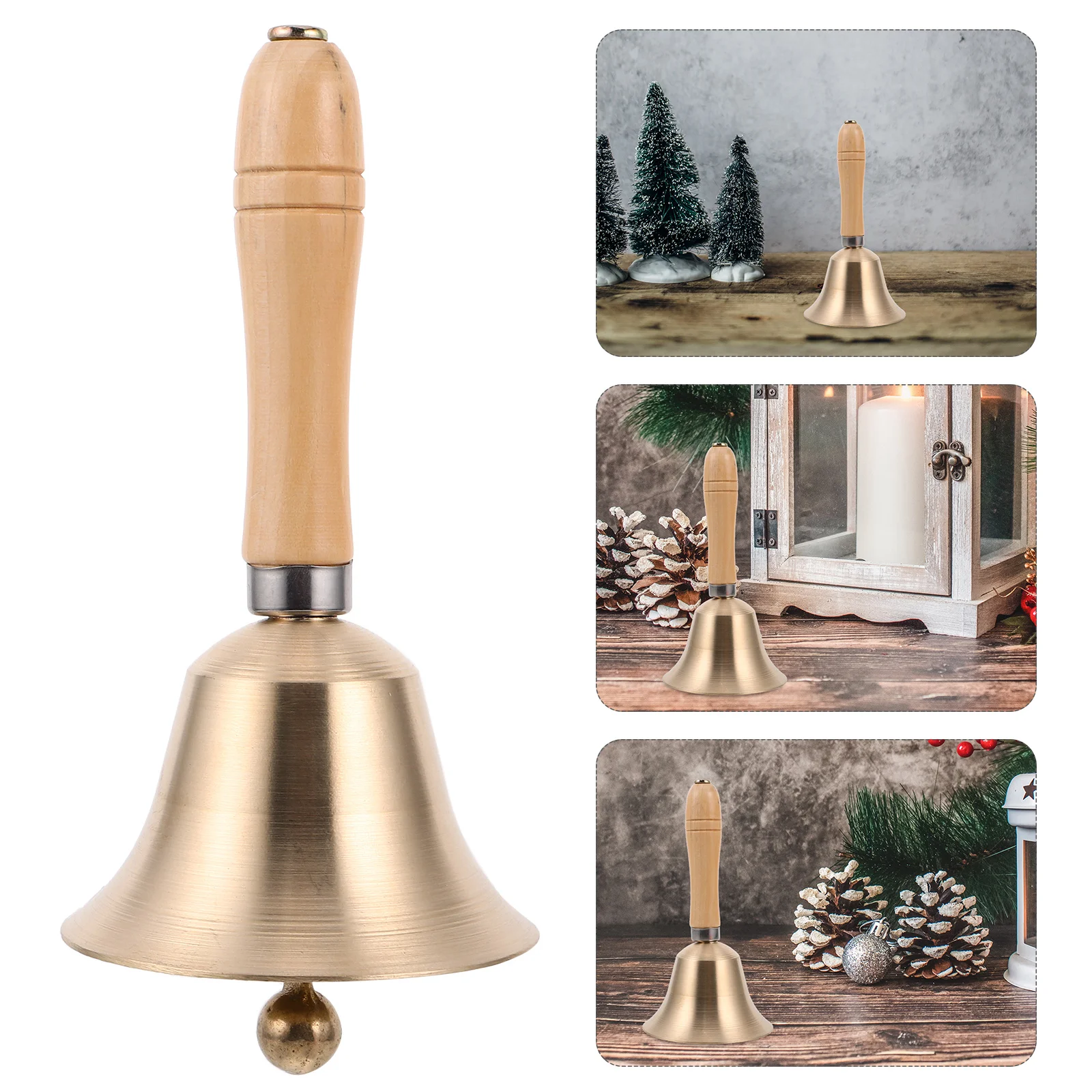 

Hand Bell Made of Polished Brass Ergonomic Handle Lightweight Sturdy School Home Hotel Christmas Party Decoration Pet Bell