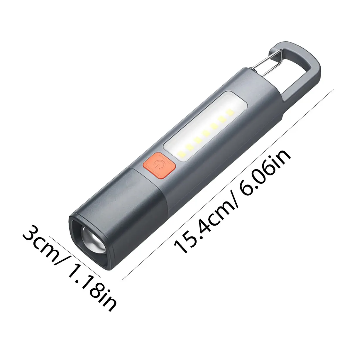 إضاءة قوية ABS مصباح يدوي USB شحن المحمولة في الهواء الطلق مصباح يدوي صغير التخييم مصباح معلق تلسكوبي التركيز COB الجانب مصباح