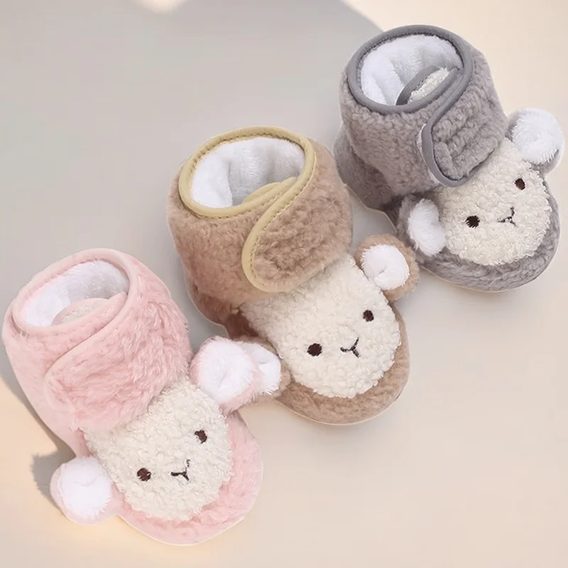

Cute Furry Comfortable Boots For Baby Girls, Soft WarmBoots For Indoor Walking, Autumn And Winter