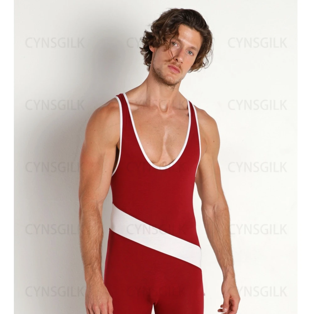 Wrestling Singlets Suit Men\'s One Piece PowerLifting Bodysuit Gym Sports Fitness Skinsuit Iron Sleeveless Weightlifting Clothes