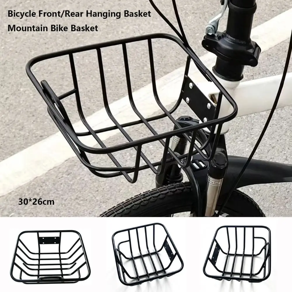 Easy To Install Bicycle Rear Basket Metal Adjustable Mountain Bike Basket Fixed Durable Black Enlarged Bike Basket