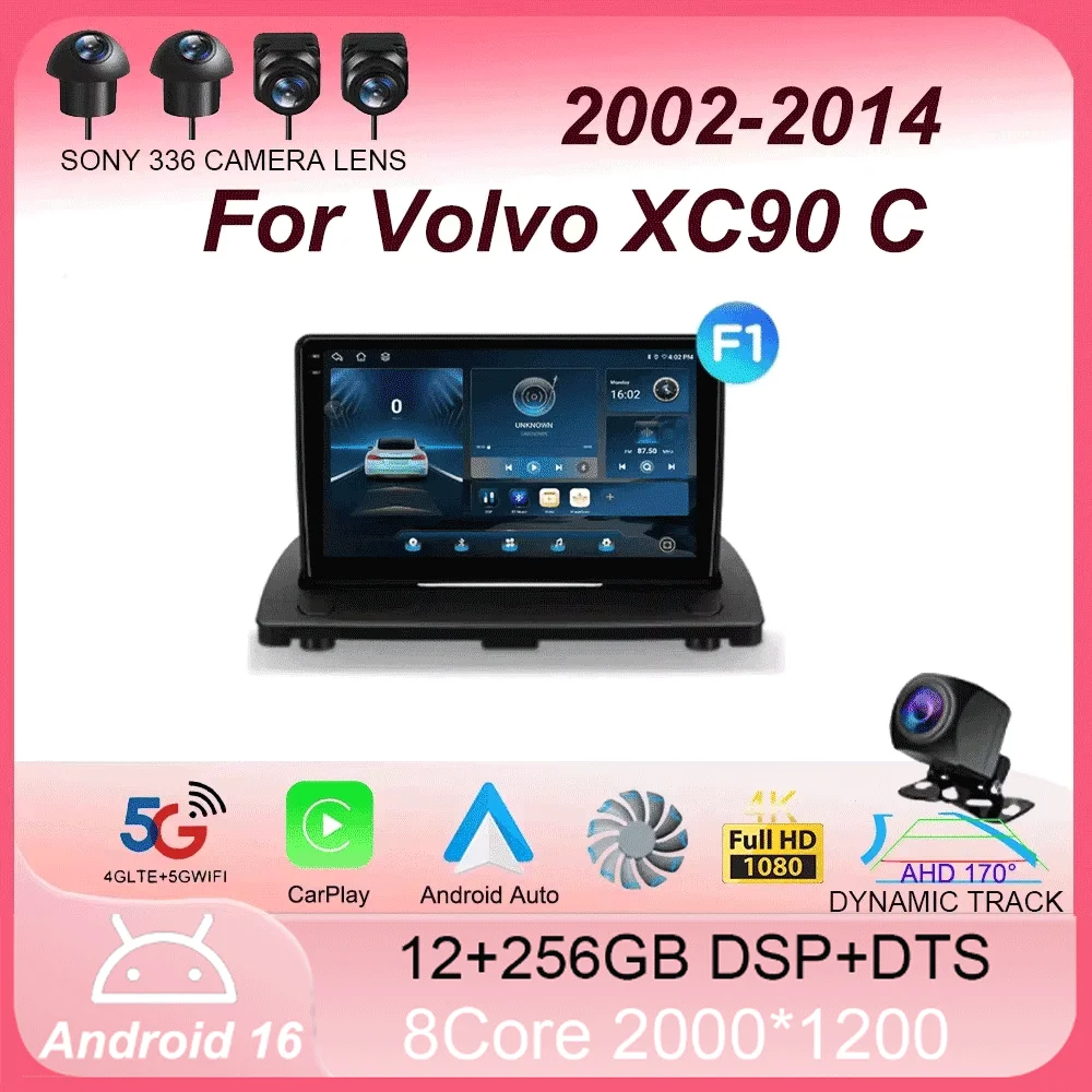 For Volvo XC90 C 2002 - 2014 Carplay Auto 4G+WIFI GPS Android 16  Car Radio Navigation Multimedia Video Player Stereo BT