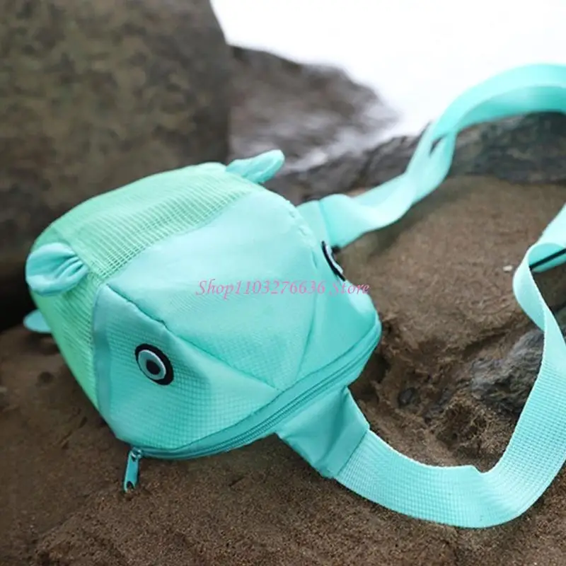 R6FD Beach Toy Mesh Bag Kids Shell Collecting Bag Adjustable Strap for Holding Beach Sand Toy for Boys and Girls