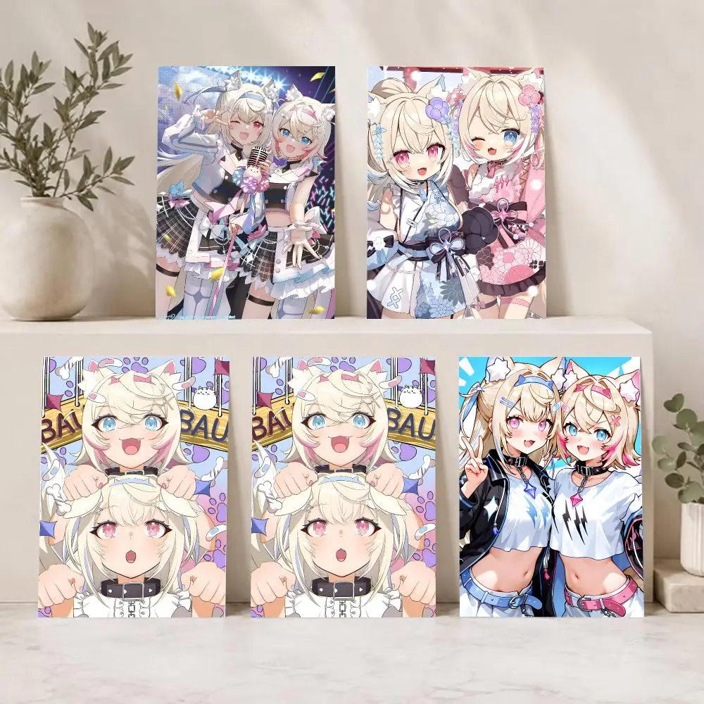 Fluffy Cheerful VTubers F-FUWAMOCO Fuwawa Mococo Poster Series HD Wall Living Room Home Decor Gift