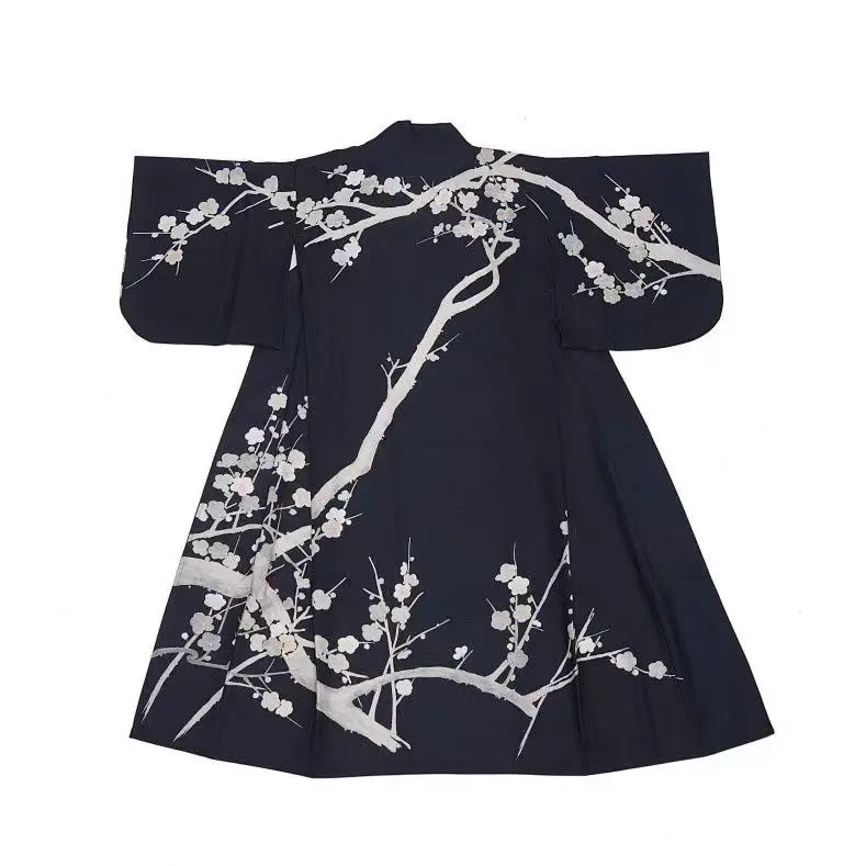 2023 Vintage Style Women\'s Long Dress Traditional Japan Kimono Black Color Yukata Bathrobe Cosplay Clothing Photography Dress