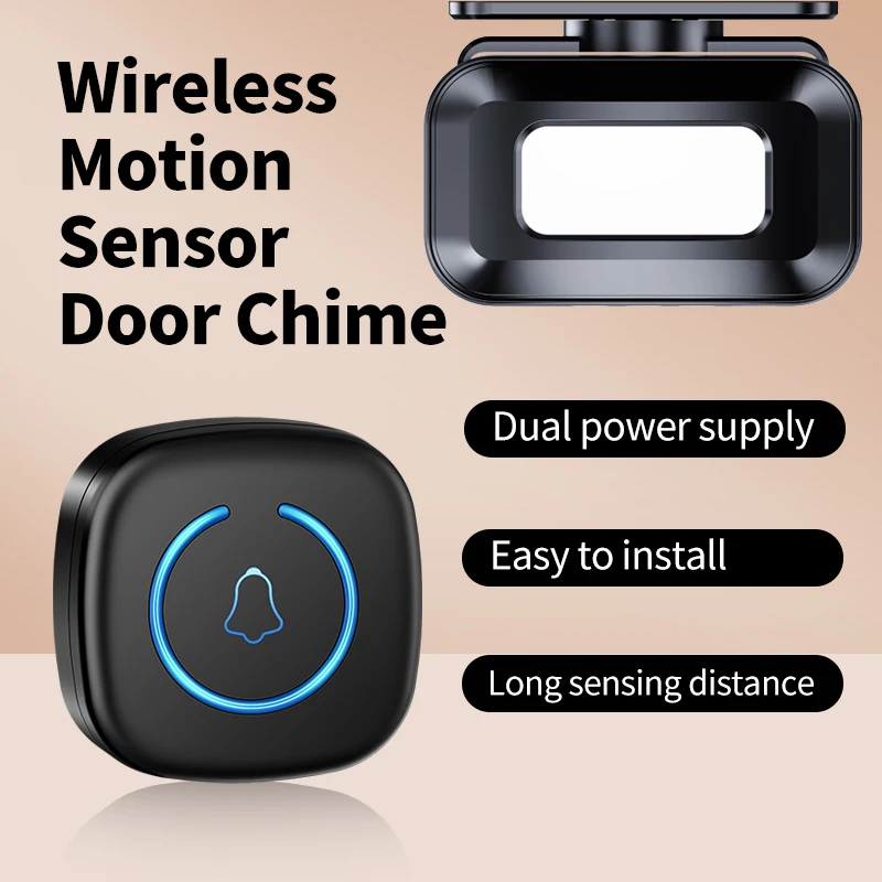 CACAZI IR Motion Sensor Alarm Long Range Wireless Driveway Alarm Indoor Home Security System 60 Ringtones 5 Volumes EU US Plug