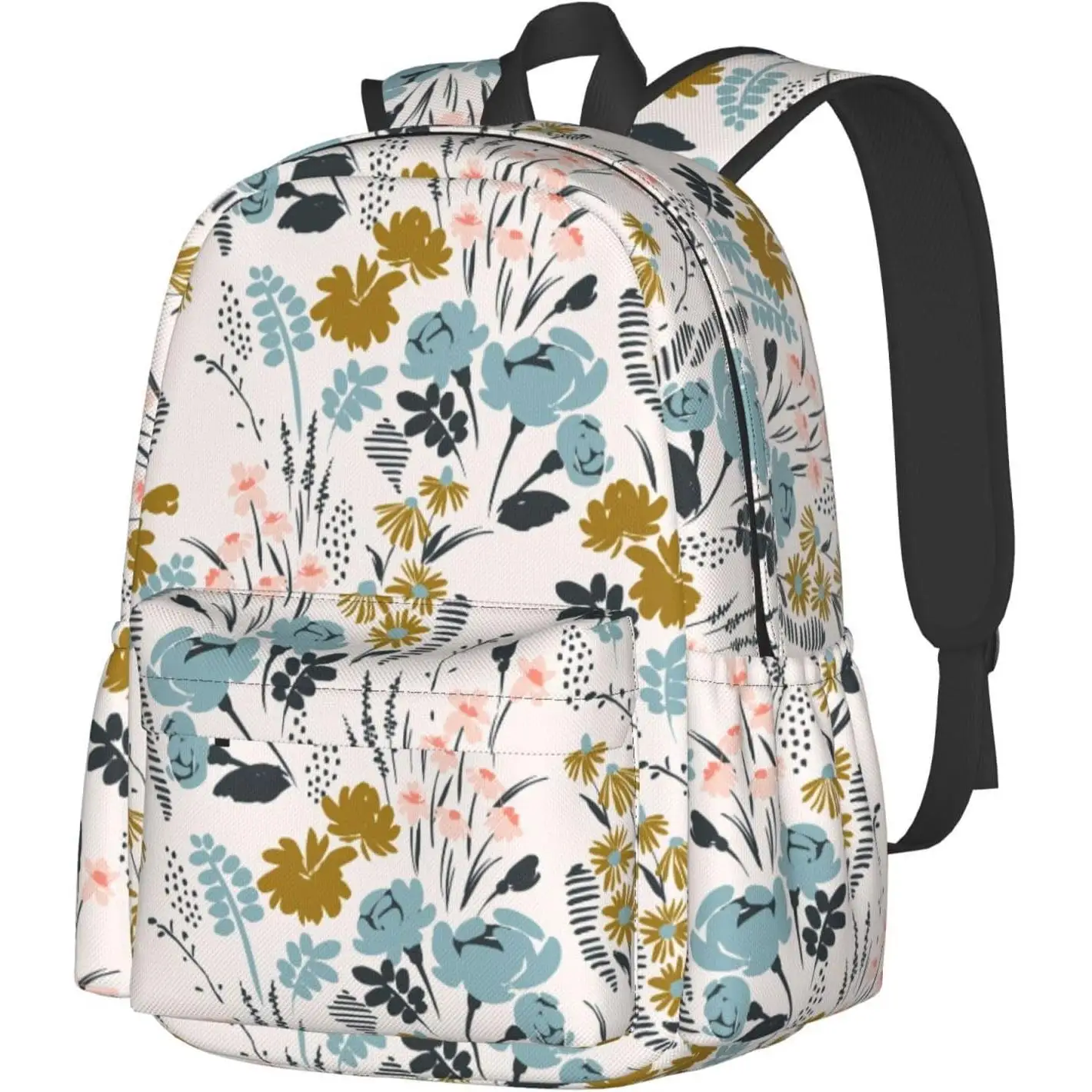

Floral Pattern Waterproof Backpack Adjustable Shoulder Straps Bag Large Capacity Casual Daypack Bookbag For Travel Work