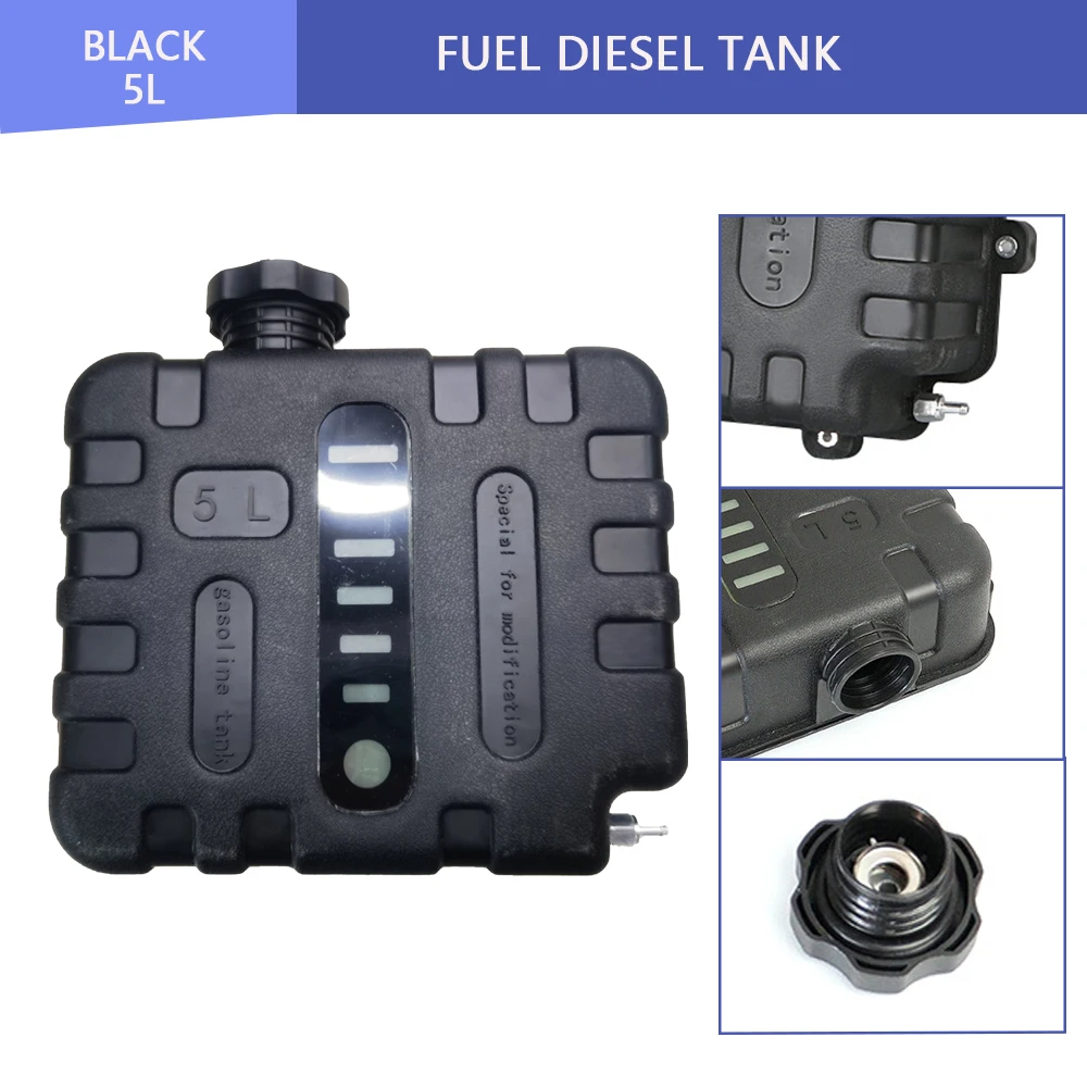 

5L Black With Cap Air Diesel Heater Fuel Tank Storage For Car Truck Camper VAN Caravan Strong Hard