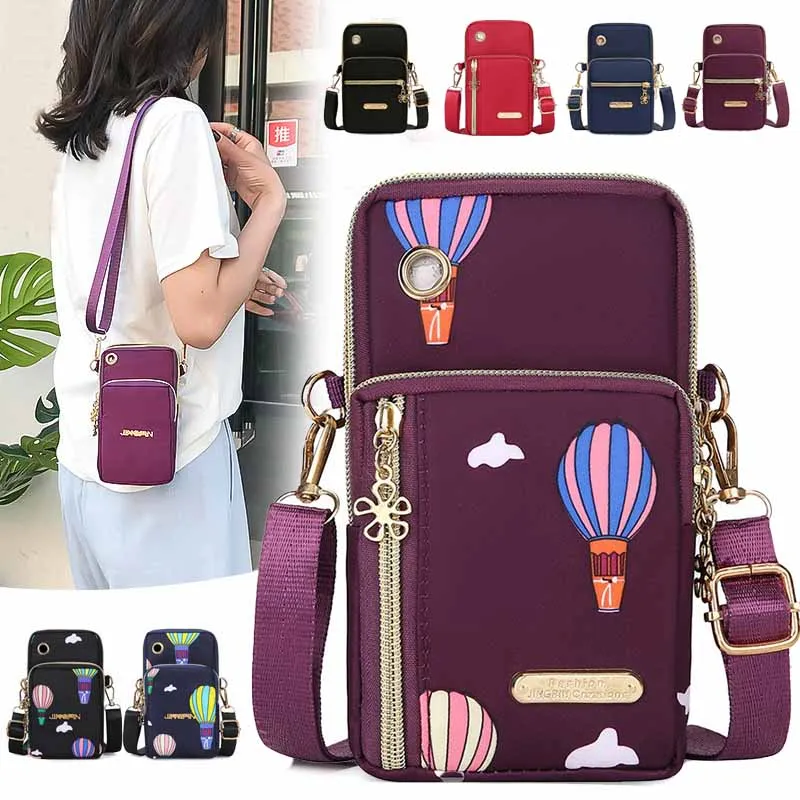 Mobile Phone Bag Women's Crossbody Mini Bags Fashion Mom Mommy Coin Bag Neck Hanging Running Cover Shoulder Bag 3 Layer Wallet