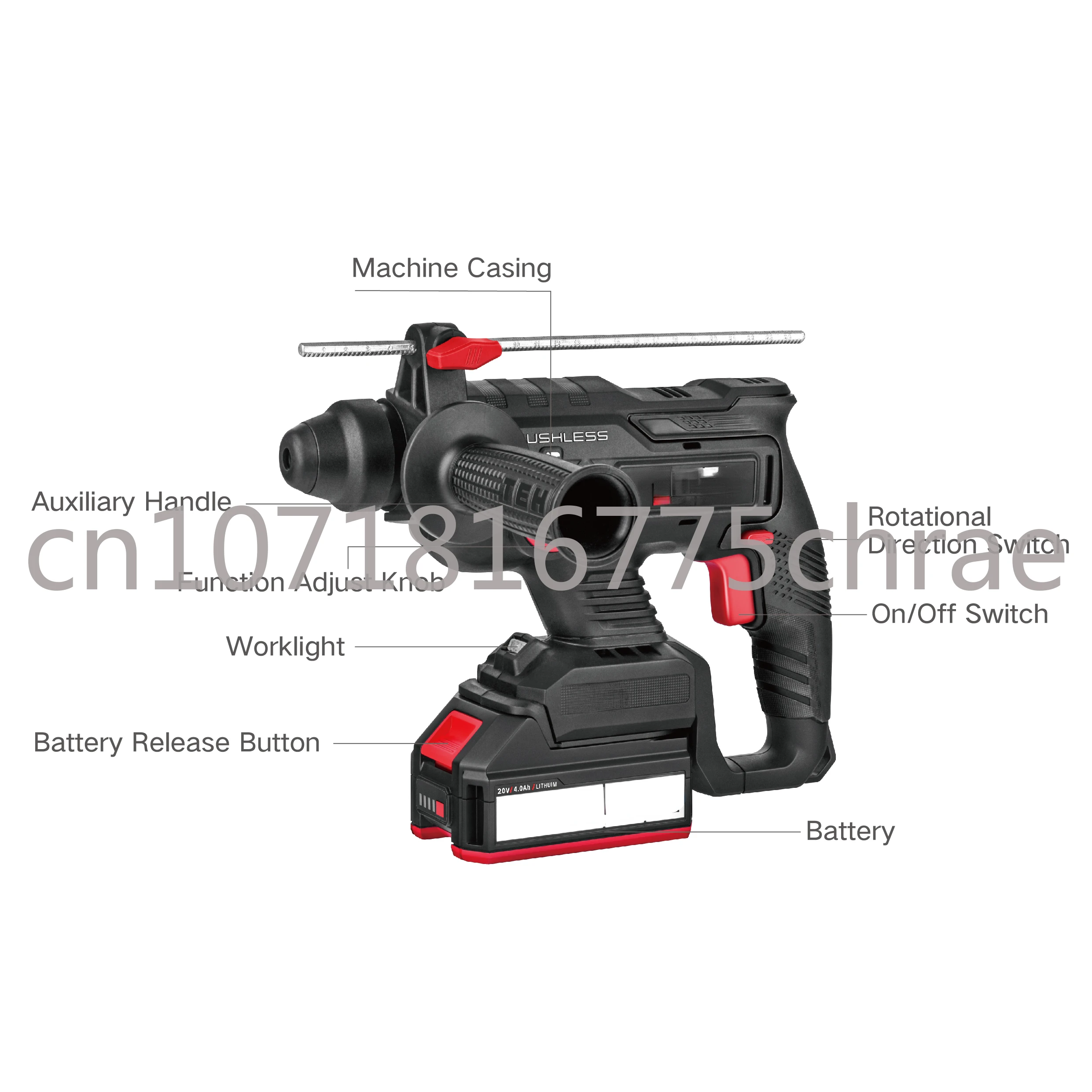 20V MAX Brushless Multifunctional Rotary Hammer Electric Power Hammer Impact Drill