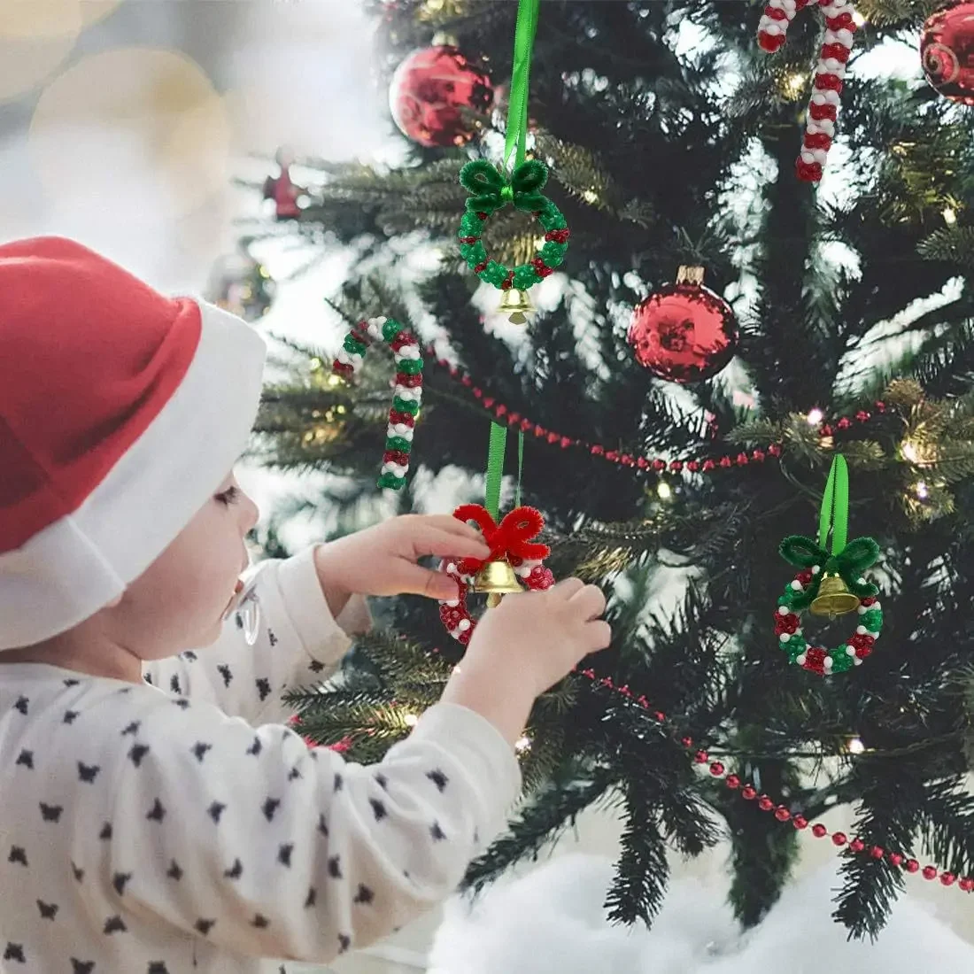 2025 حار بيع عيد الميلاد مطرز الديكور مجموعة عيد الميلاد DIY جارلاند جرس شجرة عيد الميلاد DIY تزيين مُثبت