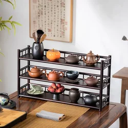 Solid Phyllostachys Pubescens Home Organizer Manual Polishing TeaHouse Bogu Rack Chinese Style Dish Storage Elegant Display