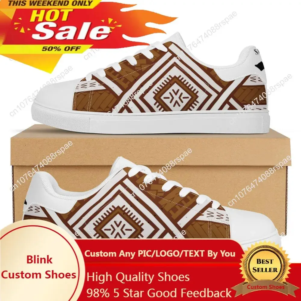 

Retro Style Polynesian Samoa Tribal Flat Sneaker Samoan Map Print Custom Fashion Walking Sport Shoes Light Women Running Shoes