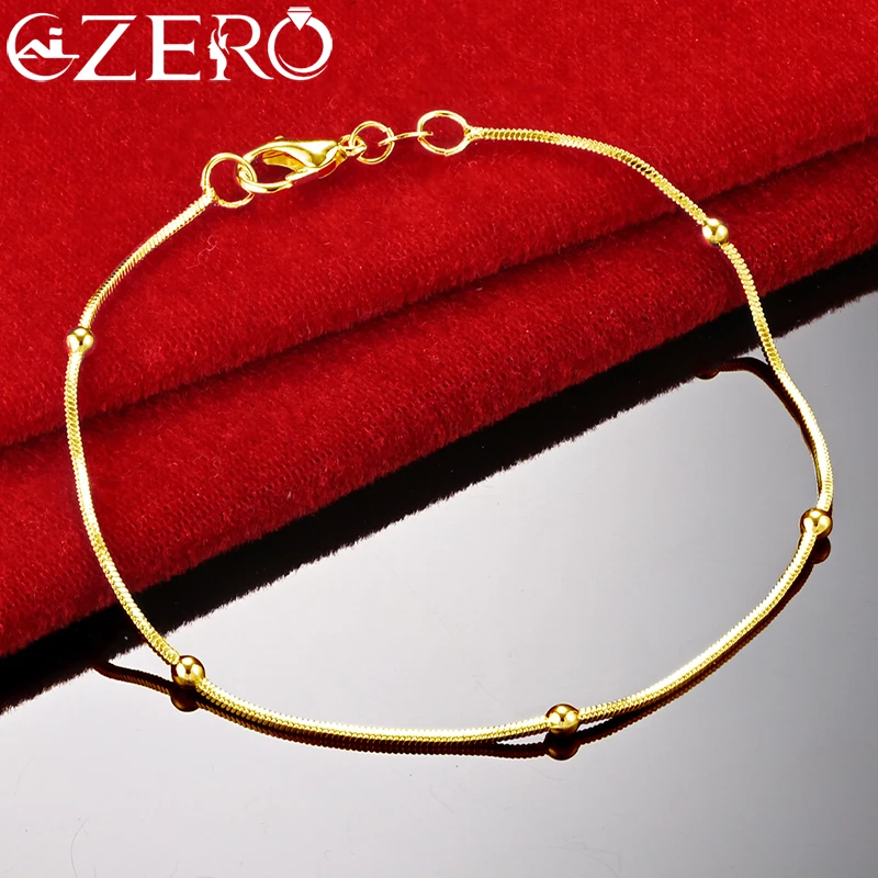 

ALIZERO 18K Gold 1.7mm Beads Snake Chain Bracelet For Woman Wedding Engagement Fashion Charm Party Gifts Jewelry Wholesale