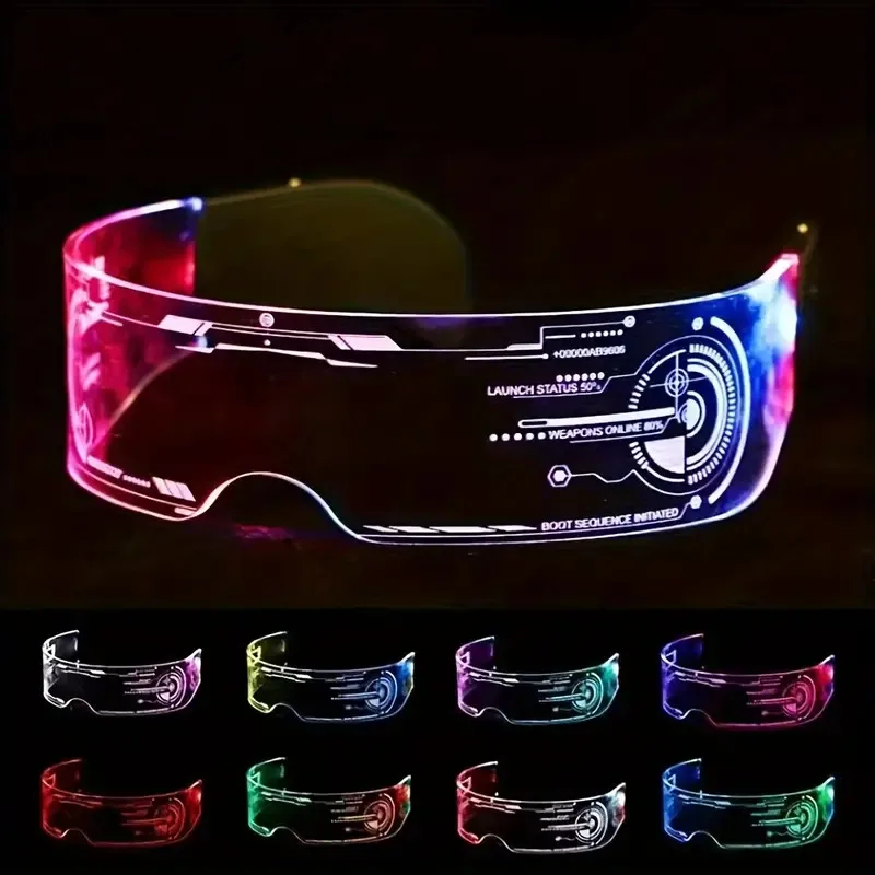 7 in one Luminous Atmosphere Glasses Luminous Technology Glasses, Music Festival Party Dance Punk Luminous Acrylic Goggles