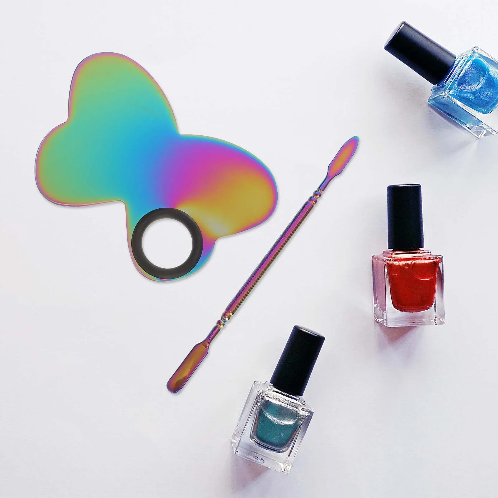 

1Set Butterfly Nail Art Palettes Premium Material Sturdy Safe for Mixing Nail Polish Display Manicure Tool Spatulas