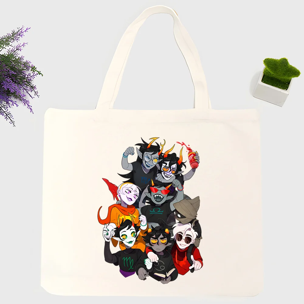 

Холщовая сумка Homestuck с простым мультяшным принтом, модная повседневная сумка-шоппер для девочек