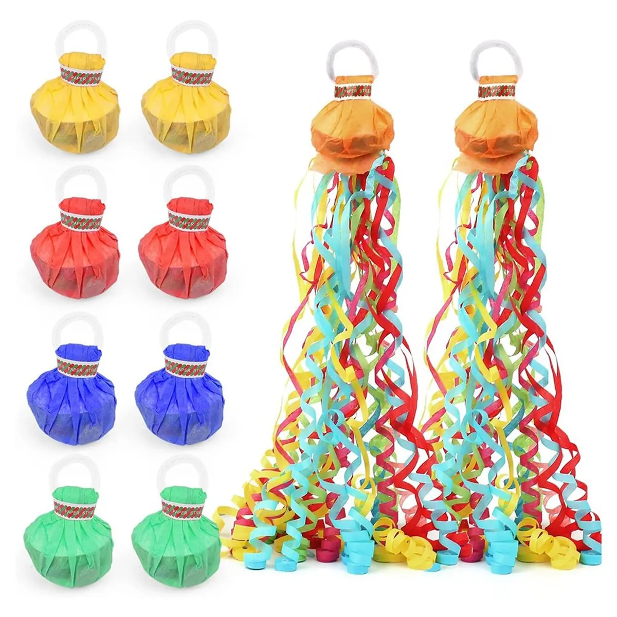 MALL 10Pack Colorful Streamer Poppers,No Mess Multi-Color Paper Crackers,Hand Throw Confetti Streamers for Birthday,Wedding