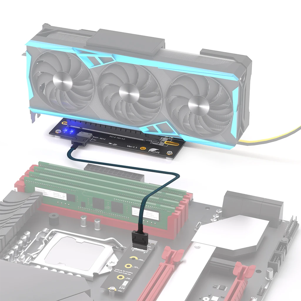 M.2 NVMe zu OCuLink PCIe 4.0 Adapter-Kit, für externe Grafikkarten EGPU & Mini-PC, inklusive Stromkabeln 24+6PIN – Detail 14