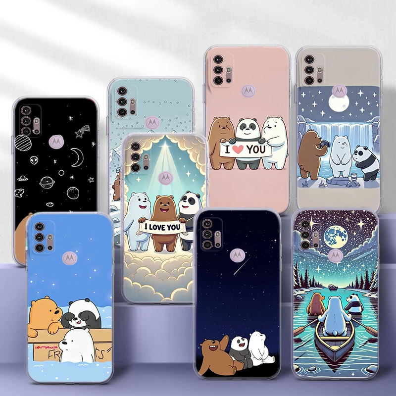 We B-Bare B-Bears Soft Case for Moto G41 G32 G41 G23 G50 G51 G60 G7 G8 Power G71 G9 Play Plus P40