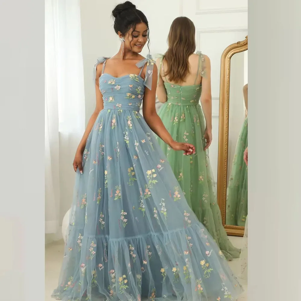 Robe de soirée élégante vert menthe, robe de bal bleue, bretelles réglables, brillant, amour, Tulle, longueur thé, robe de remise de diplôme, de mariage, nouvelle collection