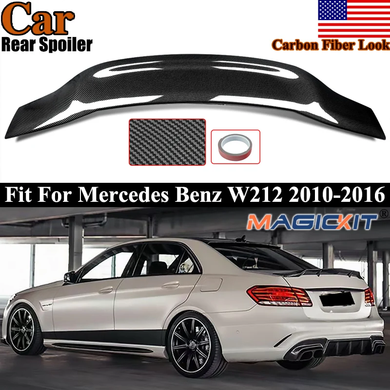 

Renntech RT Style Trunk Spoiler For 2010-2016 Benz W212 Sedan E350 E550 E63 Carbon Fiber Look Rear Tail Wings Magickit