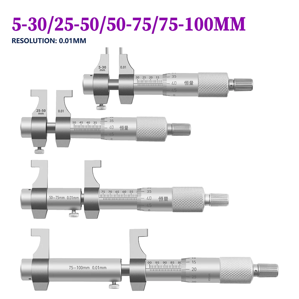 High Precision Stainless Steel Internal Micrometer Ratchet Force Measuring Device Measuring Range 5-30 25-50 50-75 75-100mm