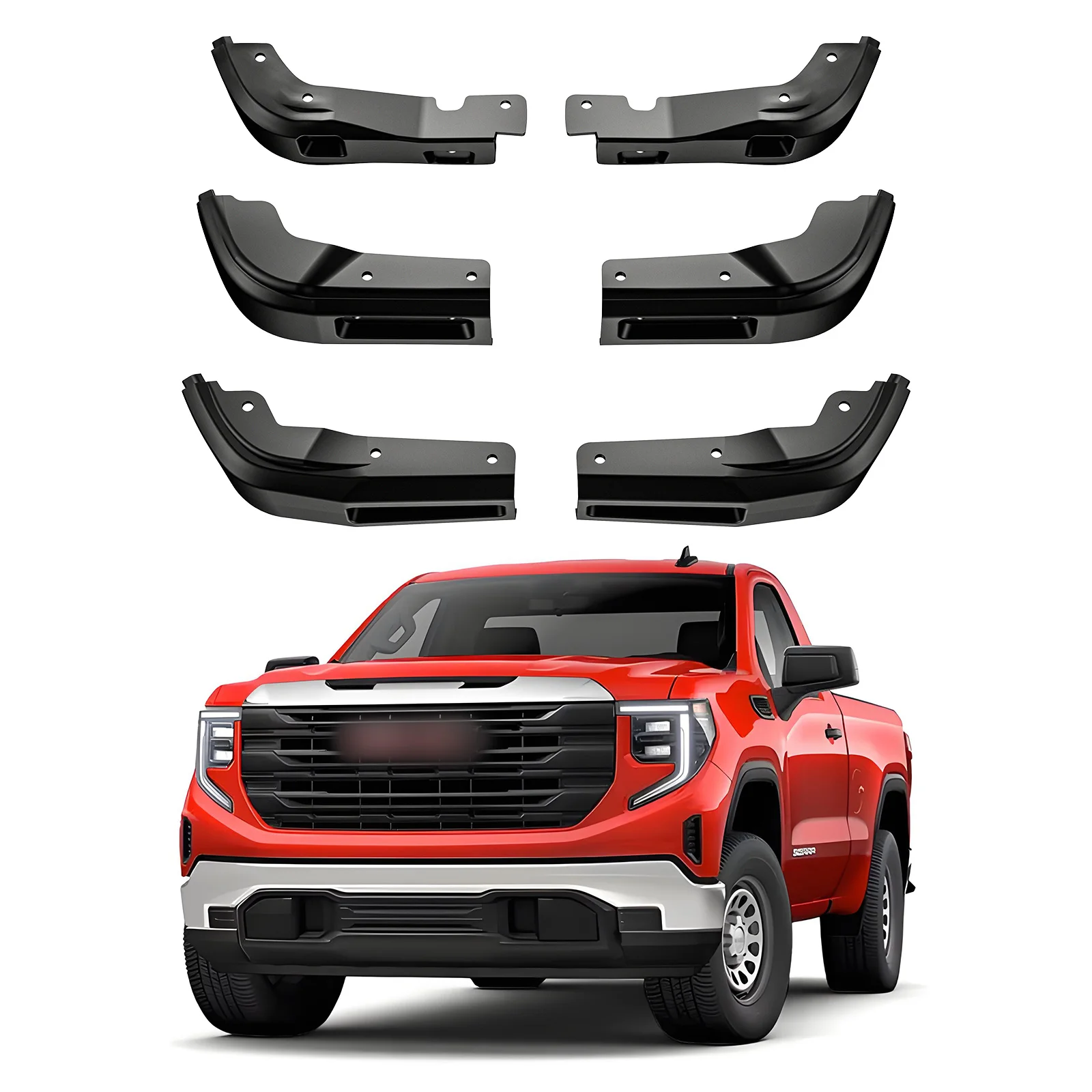 6 pçs para gmc sierra 2019-2025 acessórios dianteiro & traseiro mud flaps personalizado para gmc sierra 1500, anti-risco em todos os climas