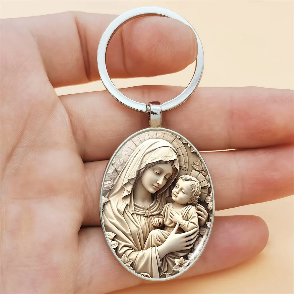 1pc Retro Virgin Mary Alloy Keychain - Unique Design of Religious Time Gem Suitable for Car Keys and Backpack Pendant Gifts