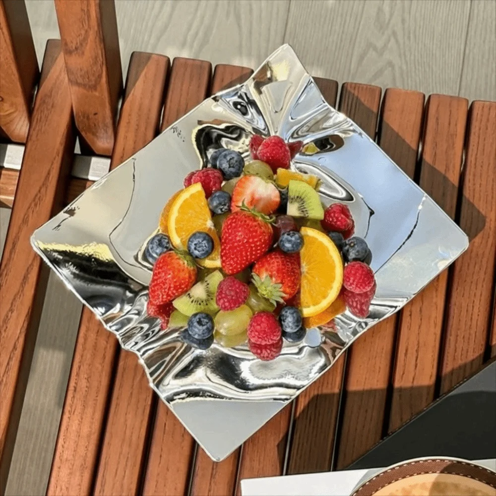 

Nordic Irregular Jewelry Storage Tray Creative Design Abs Fruit Plate Fruit Snacks Dim Sum Decorative Room Space Saving Plate