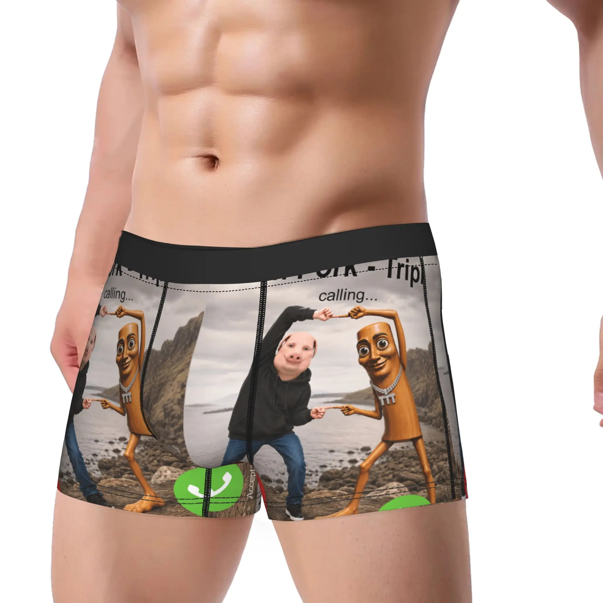 Tung Tung Tung Sahur Triple John Pork Calling Brianrot Underwear  Pattern Trunk Trenky Males Panties Soft Trend Boxer Brief Gift