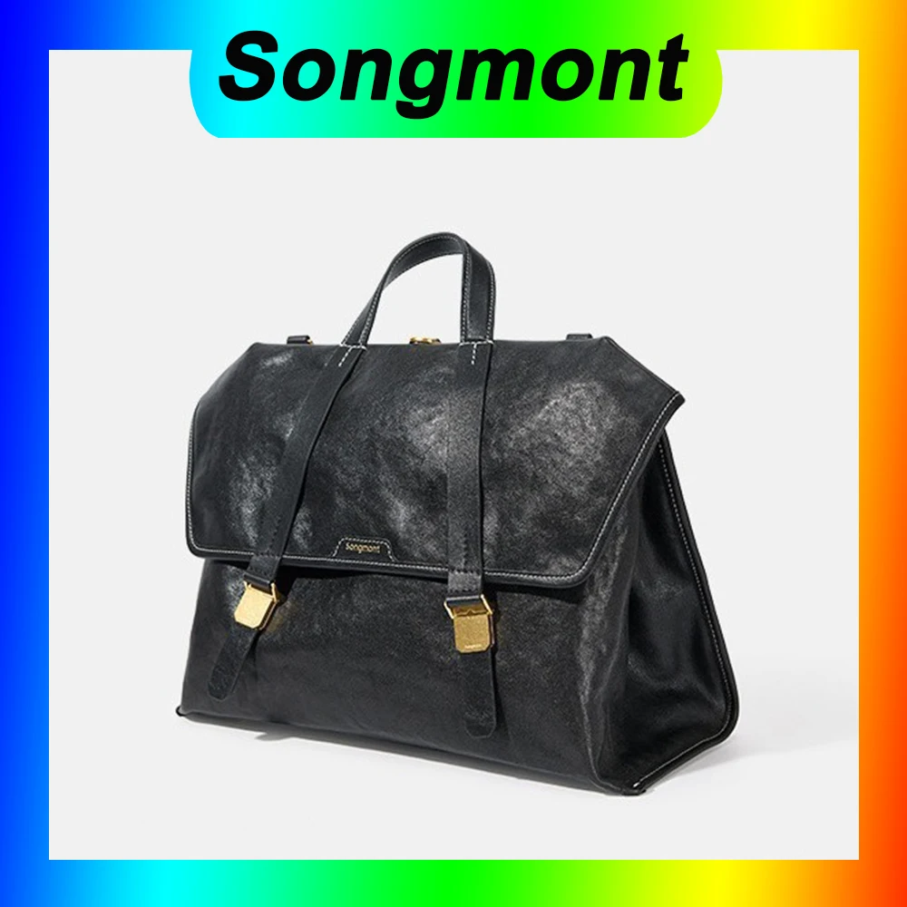 

Songmont Tour Briefcase Vegetable Tanned Leather Crossbody Shoulder Bag Tote Shoulder Bag