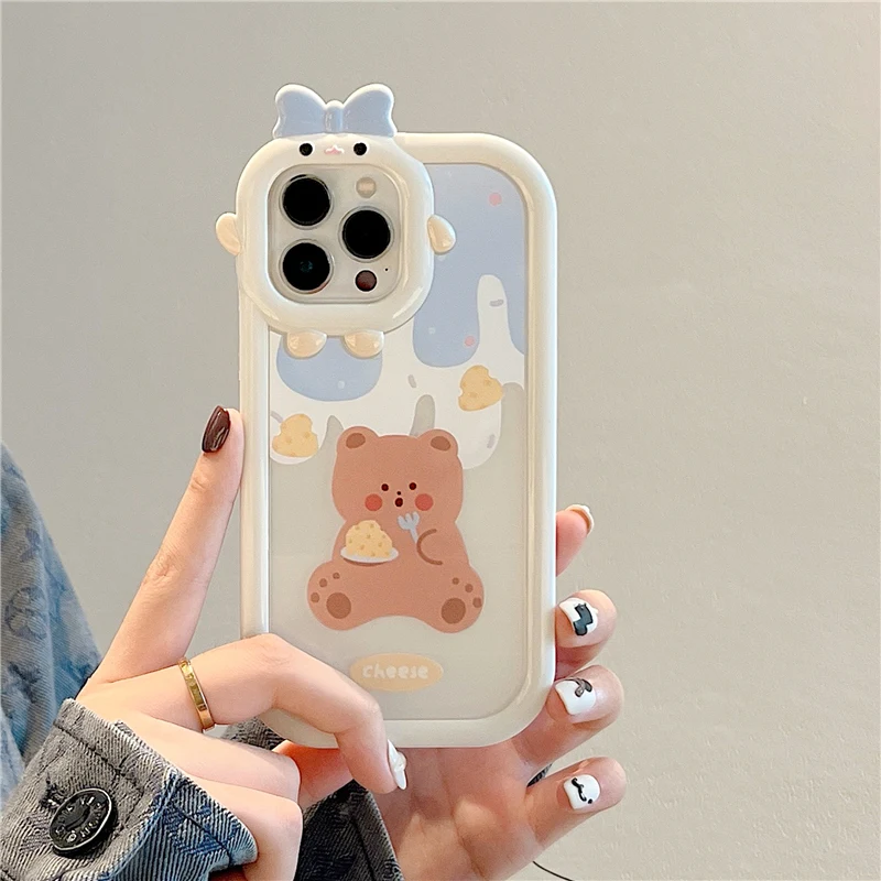 Silicon Bear Case For Xiaomi Redmi Note 11 Pro 12 10 9 8 Pro Little Monster Case Redmi 10C 12C 9C 9A Poco C55 Mi 11 Lite 5G NE