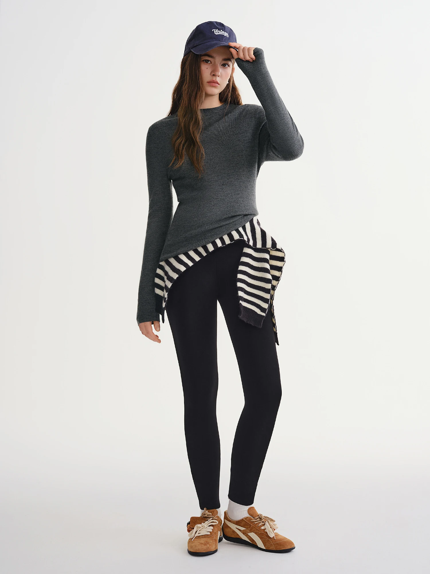 DUSHU حجم كبير المرأة بسط سليم صالح صوف مبطن طماق الحرارية 2025 الخريف الشتاء جديد أسود طويل قاعدة طبقة السراويل #3