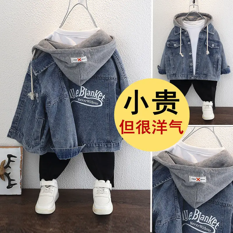 Boy  Denim Jackets kids jeans coat Children hooded Outerwear clothing Spring Autumn boy hooded sport Clothes For 3-12T kids