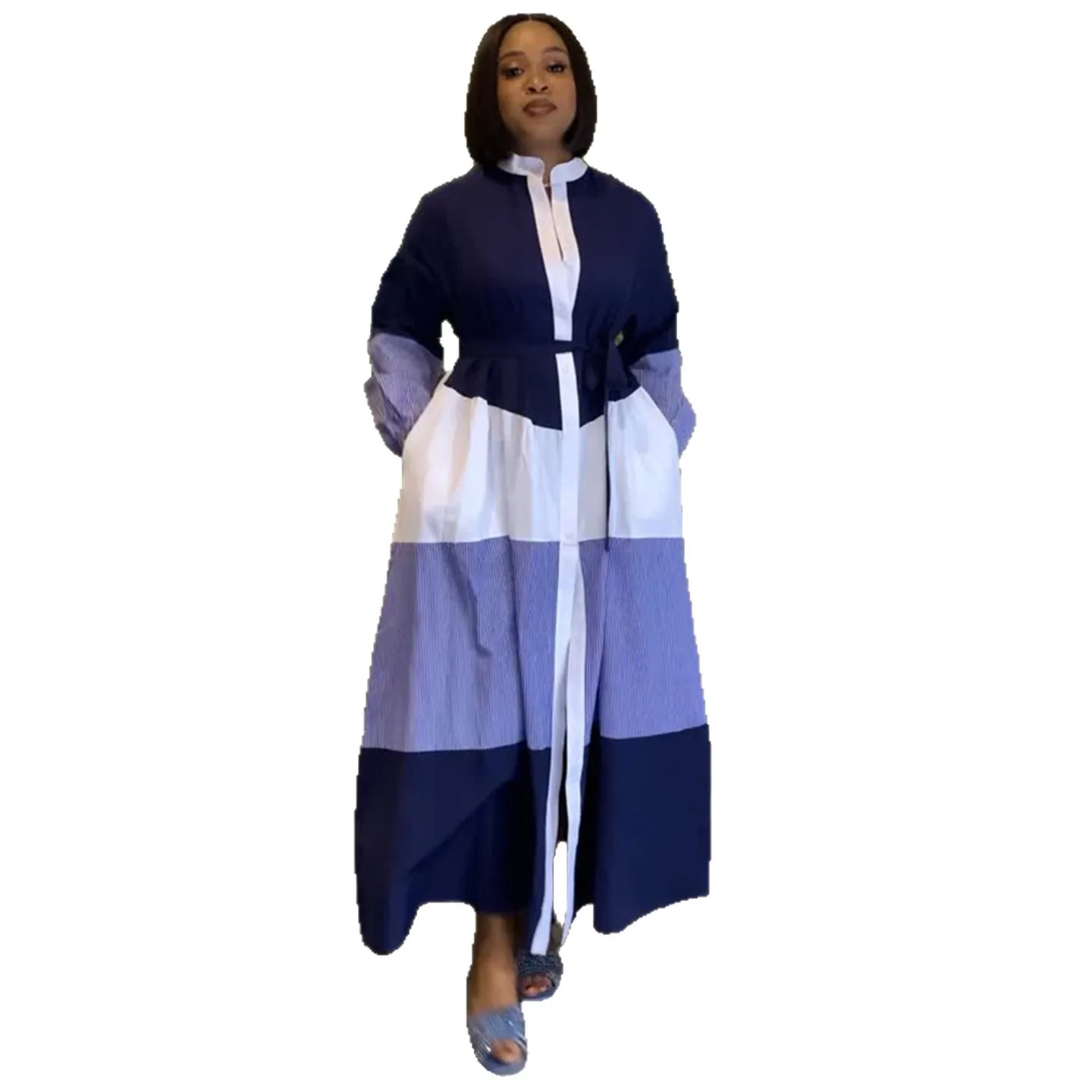 

2025 New Fashion Printed Button Long Sleeve Dress For Women Autumn Casual Loose Lace Lapel Long Dresses For Women