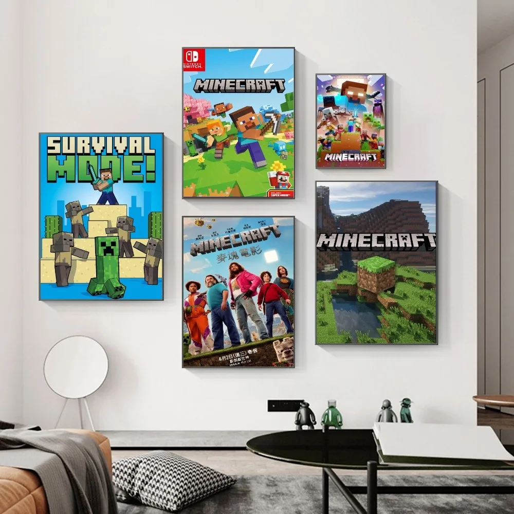M-Minecraft ملصق طباعة ملصق ورقة ملصق مضاد للمياه غرفة المعيشة المنزلي بار طلاء جدران الديكور #1